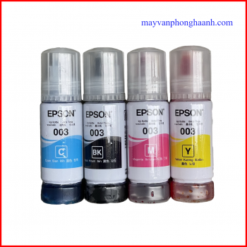 Mực in phun Epson 003: Cho máy Epson L1110/ L3100/ L3110/ L3210/ L3150/ L3250/ L5190/ L5290/ L6500  ... ( Bộ 4 màu hoặc mua lẻ từng mầu: BK/C/M/Y )